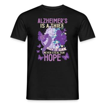 Alzheimer ist ein Dieb - Männer T-Shirt - Schwarz - Vorne - AI Model Male 178 light (178cm)