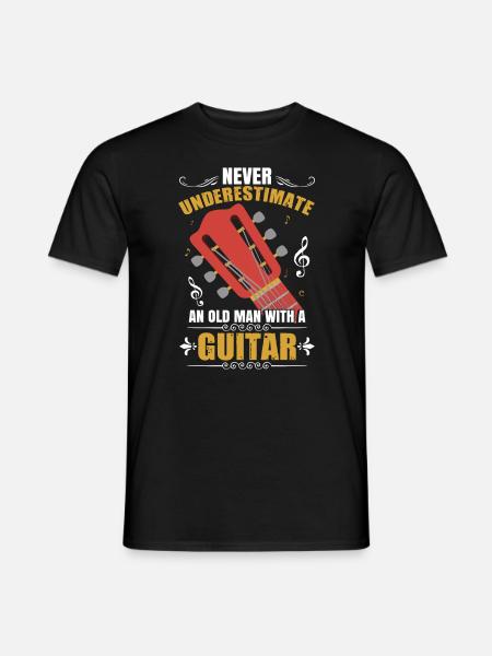 Never Underestimate An Old Man With A Guitar - Men's T-Shirt - black