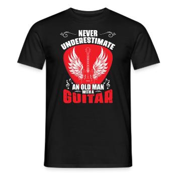 Unterschätze niemals einen alten Mann mit einer Gitarre - Männer T-Shirt - Schwarz - Vorne - AI Model Male 178 light (178cm)