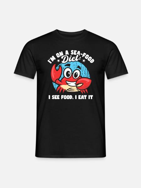Ik ben op een sea food dieet Grappige vader grappen Cruise - Heren T-shirt - zwart