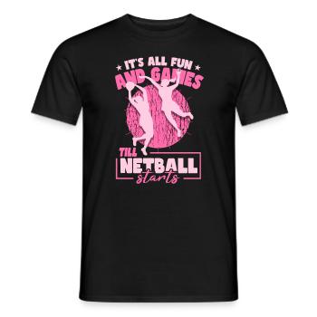 Funny Netball Player - Men's T-Shirt - black - Front - AI Model Male 178 light (178cm)