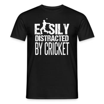 Easily Distracted By Cricket - Men's T-Shirt - black - Front - AI Model Male 178 light (178cm)