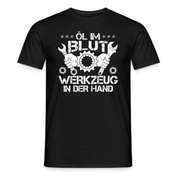 Öl Im Blut Werkzeug In der Hand - Männer T-Shirt - Schwarz - Vorne - AI Model Male 178 light (178cm)