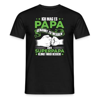 Papa Superpapa Sprüche - Männer T-Shirt - Schwarz - Vorne - AI Model Male 178 light (178cm)