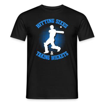 Hitting Sixes & Taking Wickets | Cricket - Men's T-Shirt - black - Front - AI Model Male 178 light (178cm)