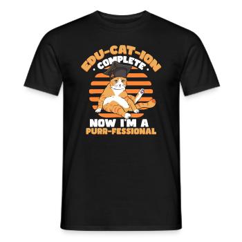 Funny Graduation Cat - Men's T-Shirt - black - Front - AI Model Male 178 light (178cm)