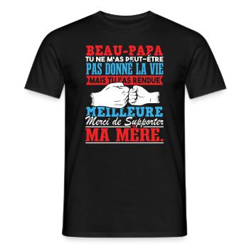Beau Papa Fête Des Pères Beau Père - T-shirt homme - noir - Devant - AI Model Male 178 light (178cm)