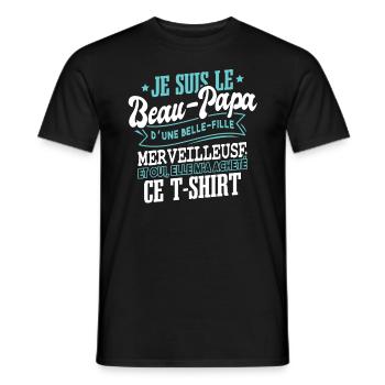 Idée Cadeau Fête Des Pères Beau-Papa - T-shirt homme - noir - Devant - AI Model Male 178 light (178cm)