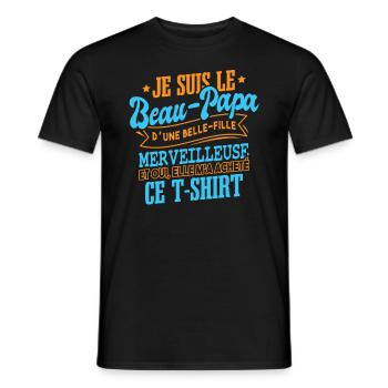 Je Suis Le Beau-Papa - T-shirt homme - noir - Devant - AI Model Male 178 light (178cm)