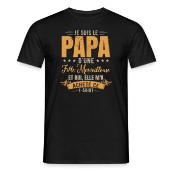 Je Suis Le Papa D'Une Fille Merveilleuse - T-shirt homme - noir - Devant - AI Model Male 178 light (178cm)