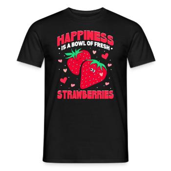 Glück ist eine Schüssel mit frischen Erdbeeren - Männer T-Shirt - Schwarz - Vorne - AI Model Male 178 light (178cm)