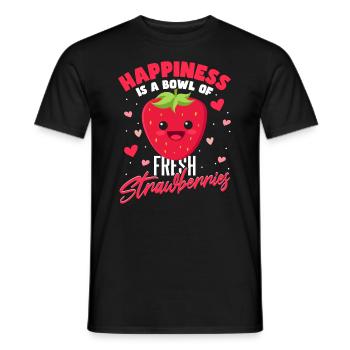 Glück ist eine Schüssel mit frischen Erdbeeren - Männer T-Shirt - Schwarz - Vorne - AI Model Male 178 light (178cm)