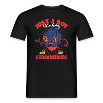 Nur ein Junge, der Erdbeeren liebt - Männer T-Shirt - Schwarz - Vorne - AI Model Male 178 light (178cm)