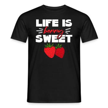 Das Leben ist eine süße Erdbeere - Männer T-Shirt - Schwarz - Vorne - AI Model Male 178 light (178cm)