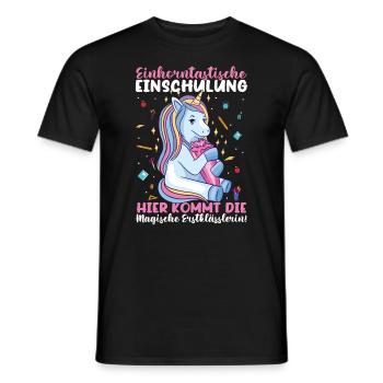 1. Klasse Schulanfang Einschulung Einhorn - Männer T-Shirt - Schwarz - Vorne - AI Model Male 178 light (178cm)