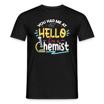 Tu m’as eu à Je suis un chimiste - T-shirt homme - noir - Devant - AI Model Male 178 light (178cm)