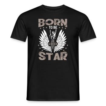 Guitare de musique rock née pour être une rock star - T-shirt homme - noir - Devant - AI Model Male 178 light (178cm)