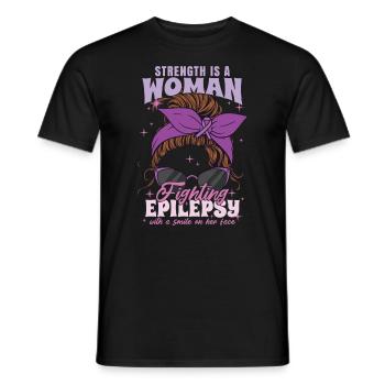 La force est une femme qui lutte contre l’épilepsie - T-shirt homme - noir - Devant - AI Model Male 178 light (178cm)