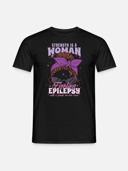 Stärke ist eine Frau, die gegen Epilepsie kämpft - Männer T-Shirt - Schwarz