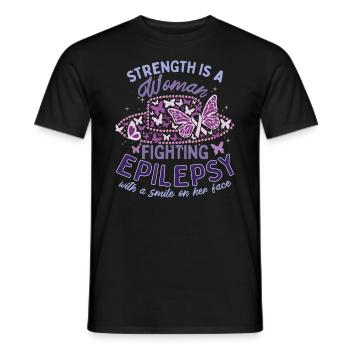 Strength Is A Woman Fighting Epilepsy Warrior - Men's T-Shirt - black - Front - AI Model Male 178 light (178cm)