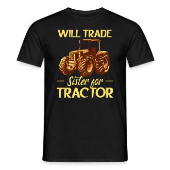 Échangera sa sœur contre un tracteur - T-shirt homme - noir - Devant - AI Model Male 178 light (178cm)