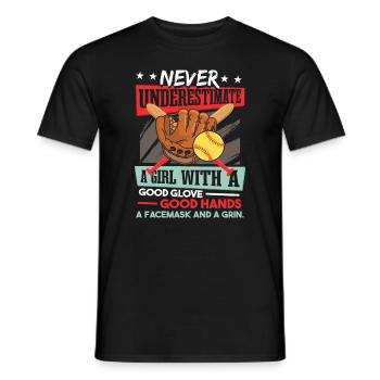 Softball Mädchen Softball Spieler Team Softball - Männer T-Shirt - Schwarz - Vorne - AI Model Male 178 light (178cm)