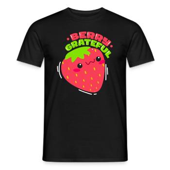 Berry Grateful Strawberry Fruit Lover - Men's T-Shirt - black - Front - AI Model Male 178 light (178cm)