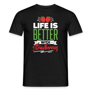 La vie est meilleure avec les fraises - T-shirt homme - noir - Devant - AI Model Male 178 light (178cm)
