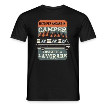 Drôle de campeur né pour aller en campeur - T-shirt homme - noir - Devant - AI Model Male 178 light (178cm)