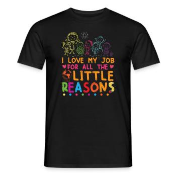 J’aime mon travail pour toutes les petites raisons | Enseignant - T-shirt homme - noir - Devant - AI Model Male 178 light (178cm)