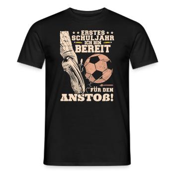 Funny school enrollment soccer schoolchild - Men's T-Shirt - black - Front - AI Model Male 178 light (178cm)