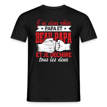 Cadeau Beau-Papa Beau-Père Fête des Pères Famille - T-shirt homme - noir - Devant - AI Model Male 178 light (178cm)