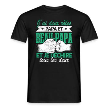 Papa Et Beau Papa Fête des Pères - T-shirt homme - noir - Devant - AI Model Male 178 light (178cm)