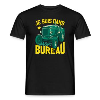 Je Suis Dans Mon Bureau Tracteur - T-shirt homme - noir - Devant - AI Model Male 178 light (178cm)
