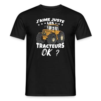 Fermier Humour Tracteur Agriculture - T-shirt homme - noir - Devant - AI Model Male 178 light (178cm)