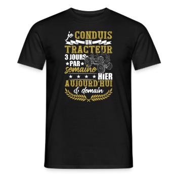 Drôle Dicton Tracteur Paysan Cadeaux Fermier - T-shirt homme - noir - Devant - AI Model Male 178 light (178cm)