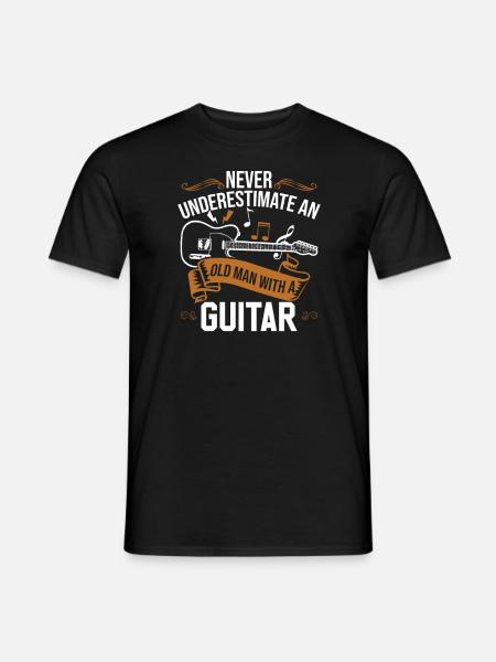 Never Underestimate An Old Man With A Guitar - Men's T-Shirt - black