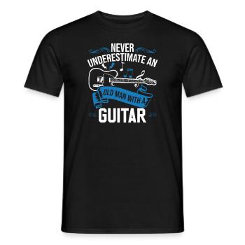 Never Underestimate An Old Man With A Guitar Love - Men's T-Shirt - black - Front - AI Model Male 178 light (178cm)