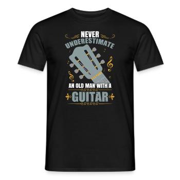 Akustische Gitarre Herren - Männer T-Shirt - Schwarz - Vorne - AI Model Male 178 light (178cm)