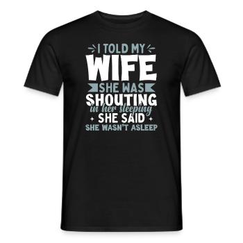 Funny Joke Shirt Men Husband Wife - Men's T-Shirt - black - Front - AI Model Male 178 light (178cm)