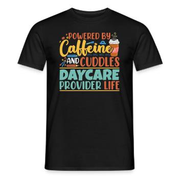Powered By Caffeine And Cuddles - Men's T-Shirt - black - Front - AI Model Male 178 light (178cm)