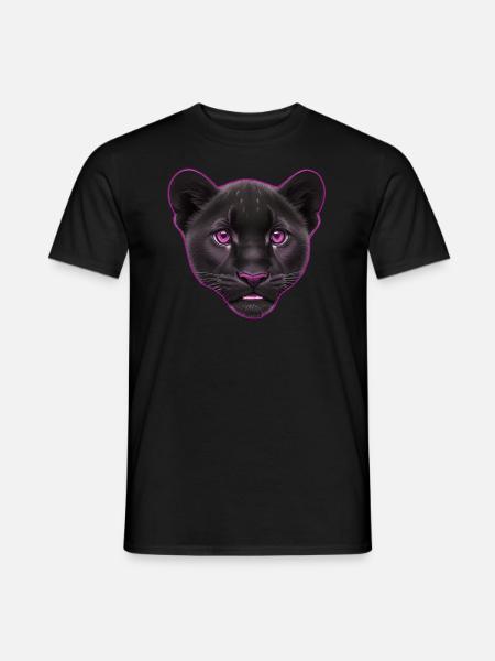 Rosaroter Baby Panther | Baby Panther Kopf - Männer T-Shirt - Schwarz