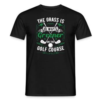 L’herbe est toujours plus verte sur le terrain de golf - T-shirt homme - noir - Devant - AI Model Male 178 light (178cm)