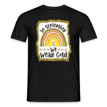 En septembre, nous portons Gold Childhood Cancer - T-shirt homme - noir - Devant - AI Model Male 178 light (178cm)