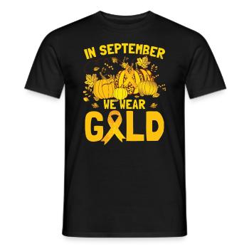 En septembre, nous portons Gold Childhood Cancer - T-shirt homme - noir - Devant - AI Model Male 178 light (178cm)