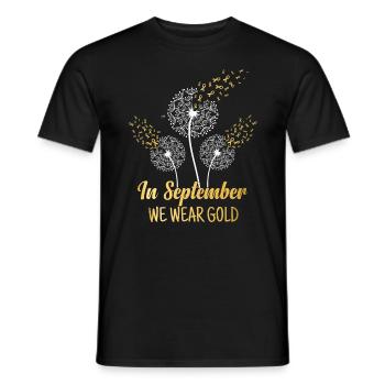 En septembre, nous portons Gold Childhood Cancer - T-shirt homme - noir - Devant - AI Model Male 178 light (178cm)