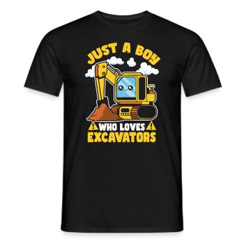 Construction Just A Boy Who Loves Excavators - Men's T-Shirt - black - Front - AI Model Male 178 light (178cm)