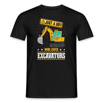 Just A Boy Who Loves Excavators - Men's T-Shirt - black - Front - AI Model Male 178 light (178cm)