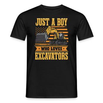 Just A Boy Who Loves Excavators - Men's T-Shirt - black - Front - AI Model Male 178 light (178cm)