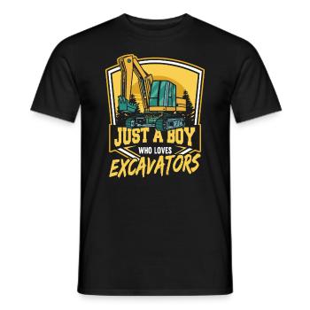 Just A Boy Who Loves Excavators - Men's T-Shirt - black - Front - AI Model Male 178 light (178cm)